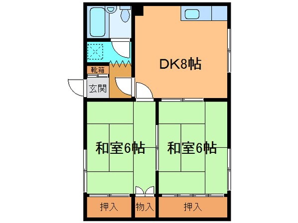 喜多ﾊｲﾂの物件間取画像